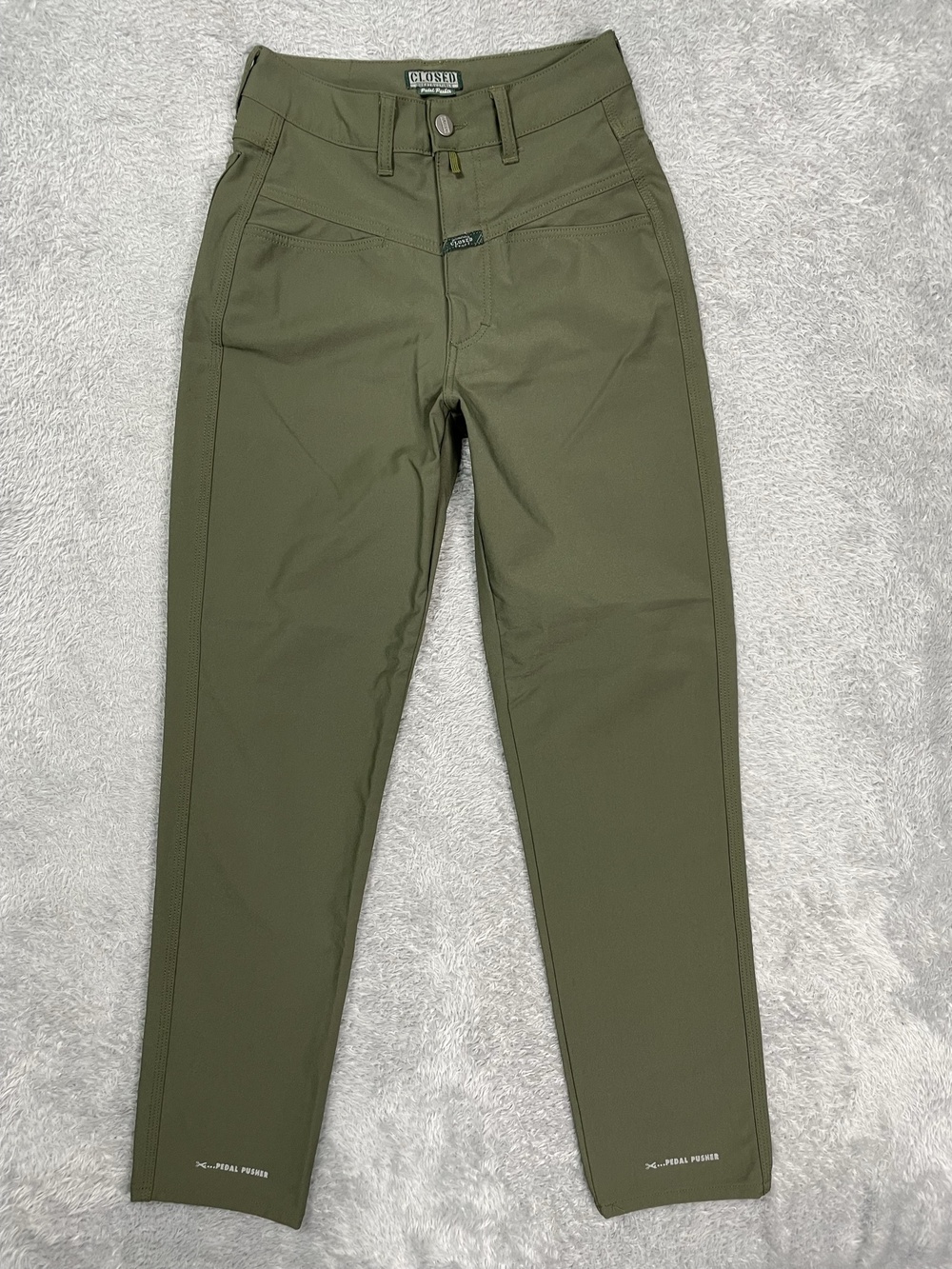 Closed Pedal Pusher Pants Womens 42 Green Ankle Nylon Stretch Italy